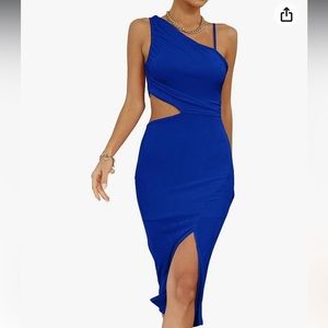 Women’s Amazon Lyaner Blue Midi One-Shoulder Dress